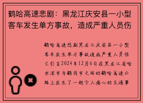 鹤哈高速悲剧：黑龙江庆安县一小型客车发生单方事故，造成严重人员伤亡