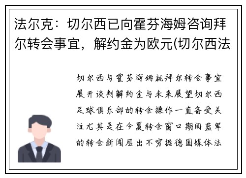法尔克：切尔西已向霍芬海姆咨询拜尔转会事宜，解约金为欧元(切尔西法国球星)