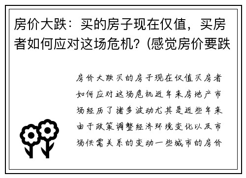 房价大跌：买的房子现在仅值，买房者如何应对这场危机？(感觉房价要跌)