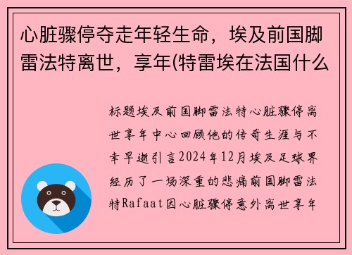 心脏骤停夺走年轻生命，埃及前国脚雷法特离世，享年(特雷埃在法国什么位置)